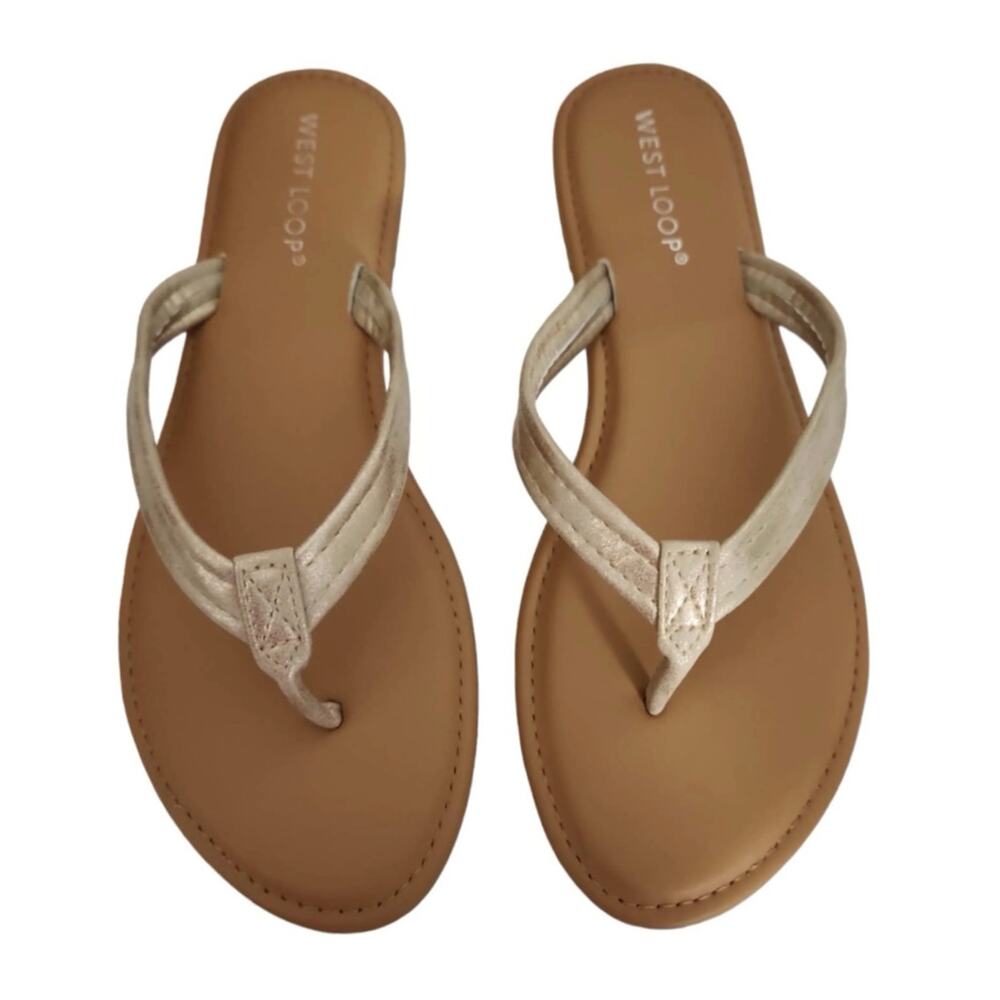 West Loop Gold Leather Sandals‎